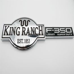 Chrome Silvery For FORD F350 Super Duty KING RANCH EST 1853 Car Side Sticker Door Tailgate Emblem Badge Letter 3D Nameplate Replac277M