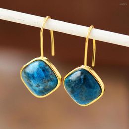 Dangle Earrings Luxury Women Square Apatite Earring Ethnic Unique Bold Lady Gems Stones Jewellery Femme Drop