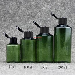 30pcs 50ml 100ml 150ml 200ml Plastic Cosmetic Cream Bottle Refillable Essence Lotion Flip cap Empty Bottles green Containergood pa246M