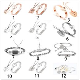 Titanium steel lovers bracelet womens designer necklaces bangles luxury high end Jewellery couple suit classic shield Key Necklace B243w