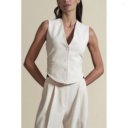 Women's Vests Elegant Suit Vest Slim Fashion V-neck Single-breasted Sleeveless Ladies Inner Wear Outer