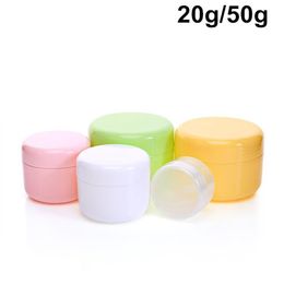 100 X Empty Cosmetic Packaging Cream Jar Containers 20ml 50ml DIY Macoron Color PP Cream Plastic Bottles For Cosmetics157o