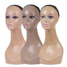 PE-B Female Head Plastic Mannequin Head For Wigs Hat Jewelry Display 3Colors Available288P