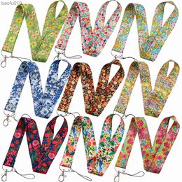 Flowers Series Lanyards Keychain Mobile Phone Cord Neck Strap Beautiful Lanyards Card Sleeve Accessories Fashion Gifts Souvenir L230619