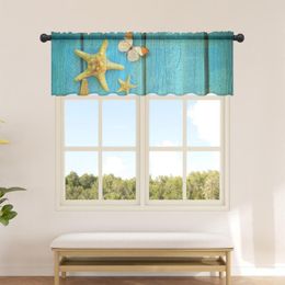 Curtain Starfish Butterfly Wood Grain Short Tulle Kitchen Small Sheer Living Room Home Decor Voile Drapes