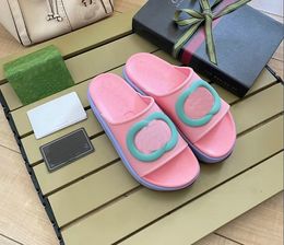 Women Designer Sandals Rubber Leather Slides Dress Shoe Wedges Sandal Beach Slippers Luxury Summer Platform Sandal Slide Thick Bottom w654