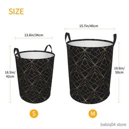 Storage Baskets Black And Gold Geometric Pattern Foldable Laundry Baskets Dirty Clothes Toys Sundries Storage Basket Home Organiser Large R230720