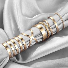 Cluster Rings 8cs/Set Simple Design Round Gold Colour Set For Women Handmade Geometry Finger Ring Female Jewellery Gifts