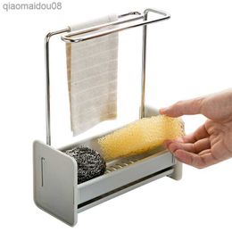 Towel Sponge Storage Rack Kitchen Soap Rag Drain Rack Multi-Function Dish Cloth Hanging Rack L230704