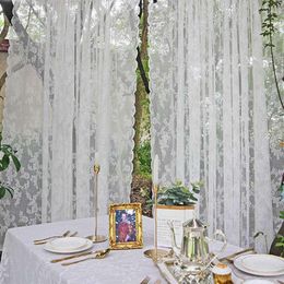 Curtain White Jacquard Lace Window Tulle Gauze Girl Princess Pastoral Style Living Room Bedroom Door Curtains