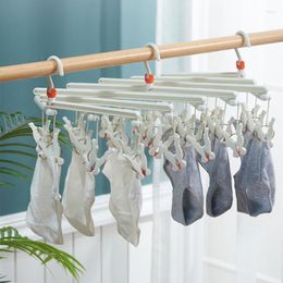 Hangers Plastic Clothes Hanger Multi-Head 19/29 Clips Folding Drying Rack Clip Underwear Socks Windproof