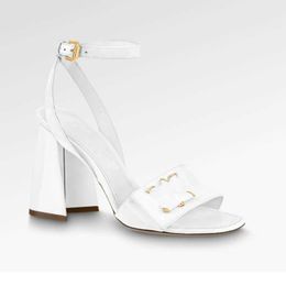 New Shake sandals women sandal fashion ankle strap block heel luxury black white calf leather pumps