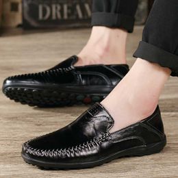 Dress Shoes Men Casual Shoes Luxury Brand 2023 Leather Mens Loafers Moccasins Breathable Slip on Black Driving Shoes Plus Size 38-47 L230720