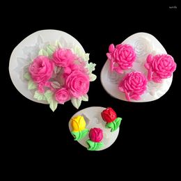 Baking Moulds 3D Crystal Drop Glue Mold Rose Tulip Small Wreath Shape Decoration DIY Silicone Jewelry