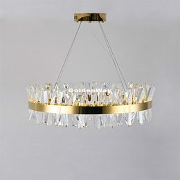 Modern Nordic Luxury Round Crystal Chandelier Lighting for Dining Room Kitchen Hanging Lamp Modern Golden Chrome LED Chandeliers226D