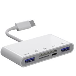 USB Hubs Type C Card Reader USB-C to SD TF USB3 0 Ports Connexion 5 in 1 Smart Memory Cards Readers Adapter for Macbook Pro Type-318T