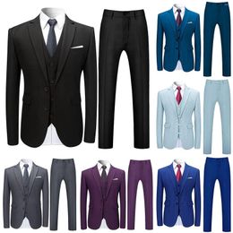 Men's Suits Mens Stylish 3 Piece Dress Suit Classic Fit Wedding Formal Jacket & Vest Pants 1920s Rain Gear Suites