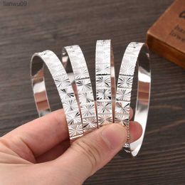 Silver Plated 65MM Nicely Ethiopian Africa Dubai New Wedding Girl Jewellery Bangle Bracelets Man Women Classic Birthday Paty Gift L230704