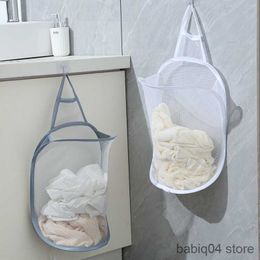 Storage Baskets Laundry Basket Portable Foldable Home Laundry Storage Bag for Kids Dirty Clothes Basket In Wall Net Slim Wall Hook Organisers R230720