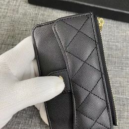 Classic Designer Caviar Card Holder Wallet Luxury Womans Genuine Leather Zipper Coin Purse Mans Key Ring Credit Cards Bag Travel Documents Passport Holders Gift
