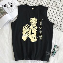 Men's Tank Tops 100 Cotton Jujutsu Kaisen Anime Gojo Satoru Top Men Undershirt Vest Casual Clothing Singlets Sleeveless 230720