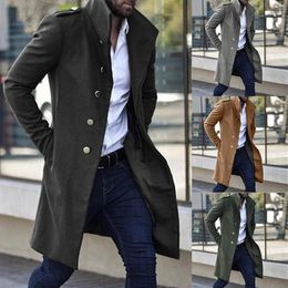 2020 Overcoat Trench Men Coat Male Jacket Slim Solid Colour Wild Standing Collar Single-Breasted Long Trench Man Casual Overcoat202h