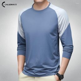Men's T Shirts Spring Summer Men Long Sleeve O-neck Collar Fashion Trend Patchwork Slim Fit Quick-drying T-shirts For Male Streetwear