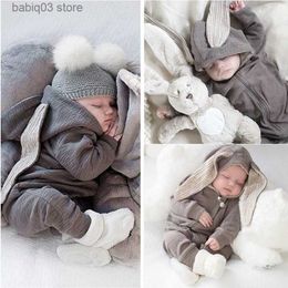 Jumpsuits INS baby and children's big ears rabbit one piece hooded zipper climbing suit and jumpsuit T230720