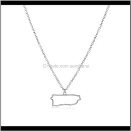 Pendant & Pendants Jewelry Drop Delivery 2021 10Pcs Tiny North America Caribbean Rico Map Necklace Outline Country State City Isla284R