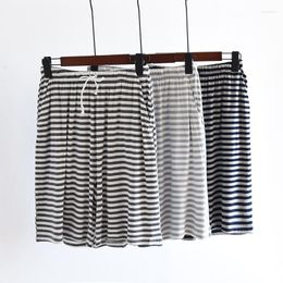 Men's Sleepwear Modal Striped Shorts Loose Pyjamas Pants For Summer Thin Printing Capris Oversize Home Beachwear