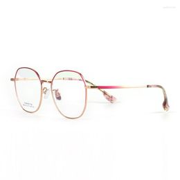 Sunglasses Frames High-quality Pure Titanium Eyeglass Frame Women's Retro Progressive Rose Gold Glasses Ultra Light Optical