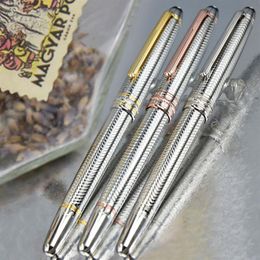 Luxury Msk-163 Classic Fountain Rollerball Ballpoint pen high quality Metal Big ripple barrel school office Stationery with Serial233Q