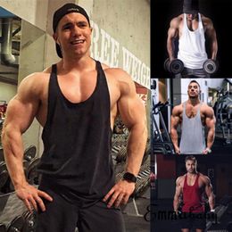 Mens G ym Vest Racerback Bodybuilding Muscle Stringer Plain Tank Top Fitness NEW262N