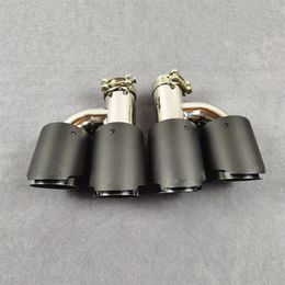 H Style Exhaust Muffler Tips Universal Matte Carbon Fiber With Stainless Steel Car Pipe Auto Exhausts End Pipes313n