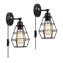 Wall Lamp EU/ US Plug Retro Industrial Style Home Decoration Bedside E27 With Switch