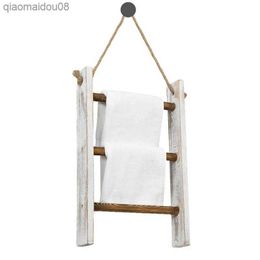 Blanket Ladder 3-Tier Bathroom Towel Rack Wood Countertop Kitchen Towel Ladder Farmhouse Bathroom Hand Towel Holder Rack L230704