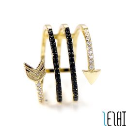 Fashion Personality Simple Arrow Couple Promise With Side Stones Ring 18k Gold Electroplated Black Diamond Rings Sisters Brothers 272f