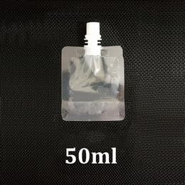 100pcs pack 50ml small clear plastic food packaging bag filling doypack spouted pouch water liquid juice drink storage 50 ml mini 251H