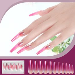 False Nails 20Pcs/Box Gradient Nail Glitter Fake Tips Colorful Wearable Full Cover Top Forms For