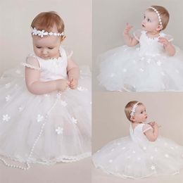 White Lace Christening Dress For Baby Girl First Birthday Outfit Girl Kids Wedding Party Dress Baptism Baby Girl Applique Dress157V