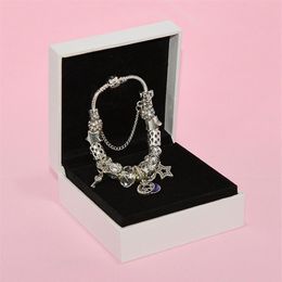 CHARM bracelet classic DIY stars moon white beaded bracelet for Pandora jewelry with original box high quality birthday g232N
