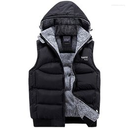 Men's Vests Jacket Men Sleeveless Vest Homme Mens Winter Fashion Casual Coats Male Hooded Cotton-Padded Thickening Waistcoat