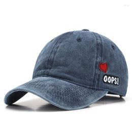 Ball Caps 2023 Hat Women's Vintage Washed Old Korean Love Embroidered Cap Spring And Summer Men's Sunscreen Sunshade Soft Top Baseball