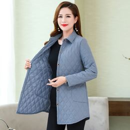 Women's Jackets Thin quilted jacket autumn winter Warm Long sleeved Jacket Parkas middle age women cotton padded tops mother Cotton coat 230719