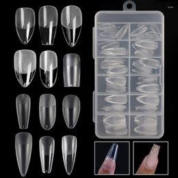 False Nails 120pcs/Box Clear Full Cover Artificial Nail Square Coffin Oval Almond Stiletto Tips Half Frost Press On Gel Extension