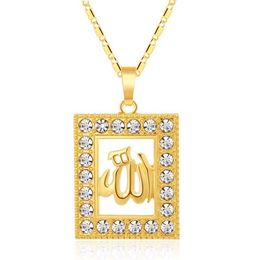 Fashion Rhinestone Middle Eastern Islamic Religious Muslim necklace neck chain for Gold Silver color Arab Women jewelry gift Bijou248q