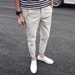 Мужские брюки летняя бренд 2023 Тяжелая повседневная корейская мода сплошной цвет удобная уличная одежда