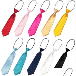 Neck Ties 28X7Cm Solid Color Adjustable Rope For Children Kids Boy Necktie Fashion Accessories Party Club Decor Drop Delivery Dh4Bi