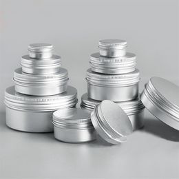 50pcs lot 5g 10g 15g 20g 30g 50g Aluminium Cream Jar Pot Nail Art Makeup Lip Gloss Empty Cosmetic Metal Tin Containers box268p