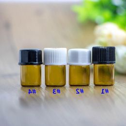 Amber 1ml Essential Oil Glass Bottle with Plastic Tip Small Dropper Bottles Empty Glass Vial with Black White Cap Ucsta